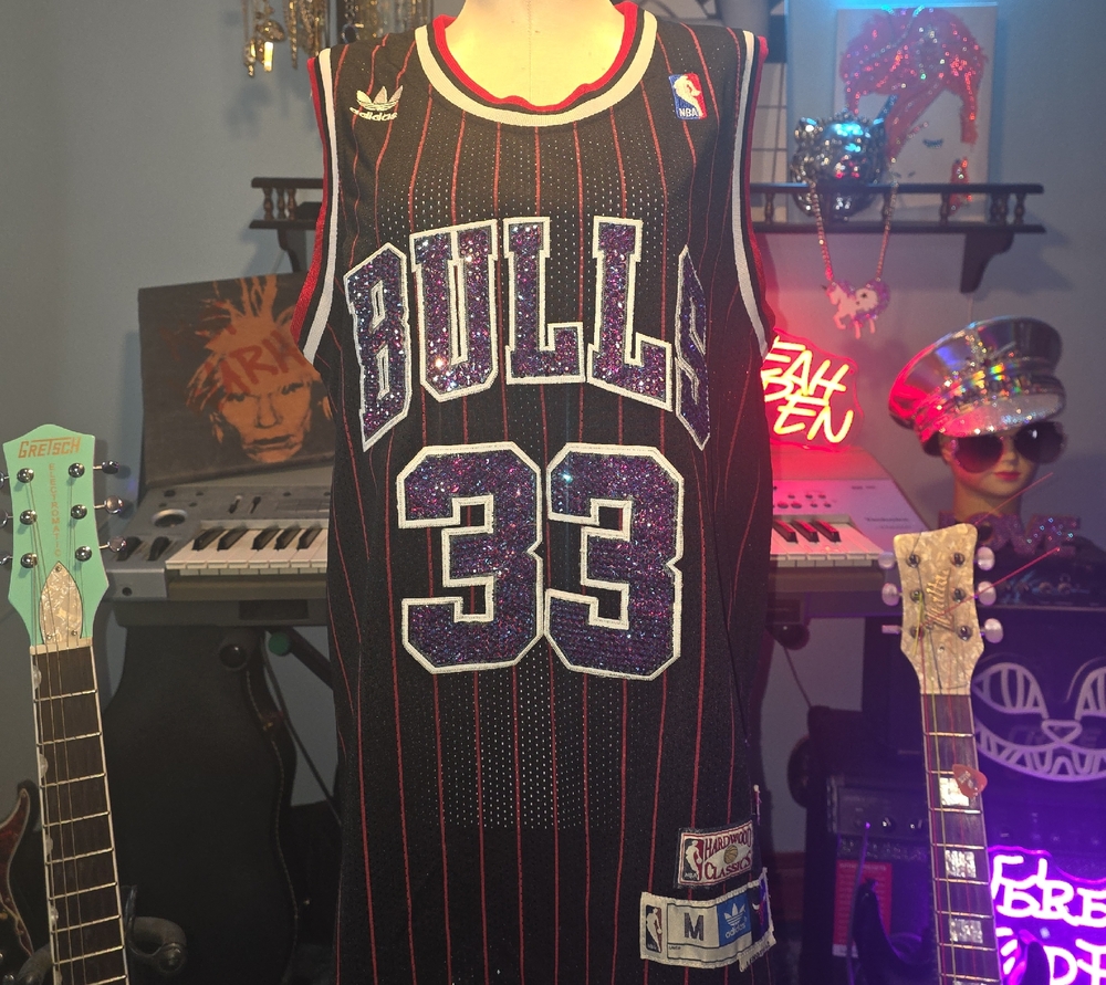 Vintage NBA Chicago Bulls Pippen Jersey With Austrian Crystal Detail